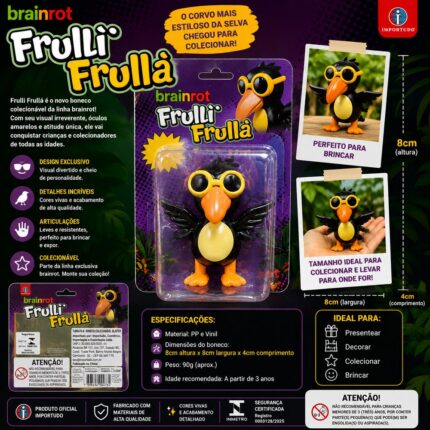 Boneco Colecionável Brainrot Frulli Frullà em Vinil e PP - Importudo