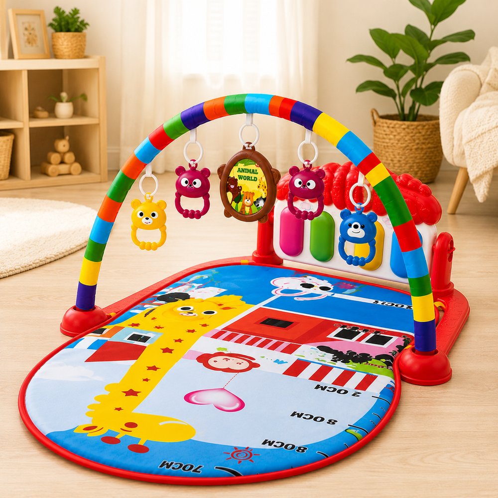 Tapete Musical Infantil Interativo com Arco e Piano - Vermelho - Importudo