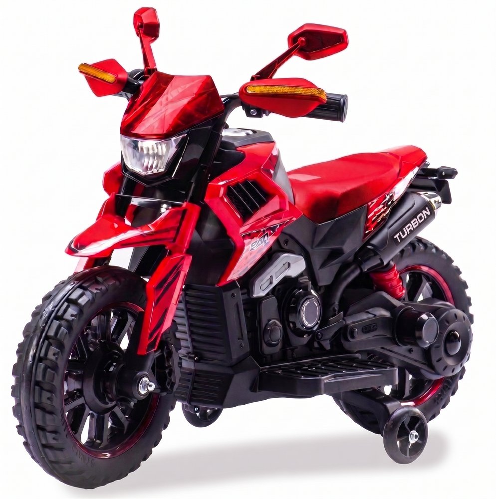 Moto Elétrica Infantil Big Trail 6V Vermelha com Rodinhas Laterais e Farol LED - IMPORTUDO - Imagem 2
