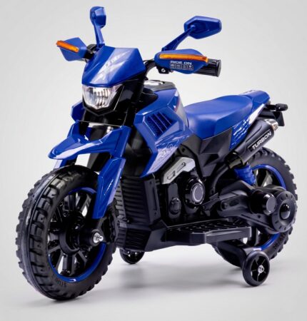 Moto Elétrica Infantil Big Trail 6V Azul com Rodinhas Laterais e Farol LED - Importudo