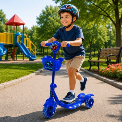 Patinete Infantil MotorKid 3 Rodas com Luz LED Azul - Importudo