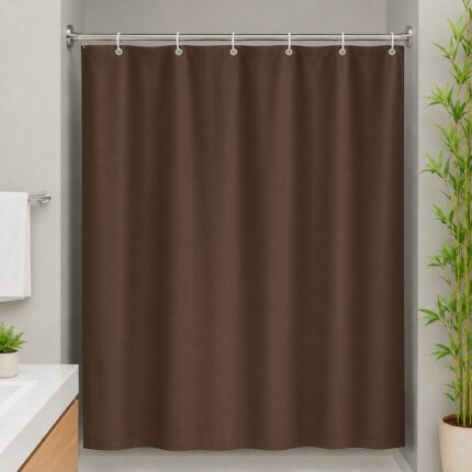 Cortina de Box Vinil Marrom com 6 Ganchos - 2m x 1,40m VIDA PRATIKA