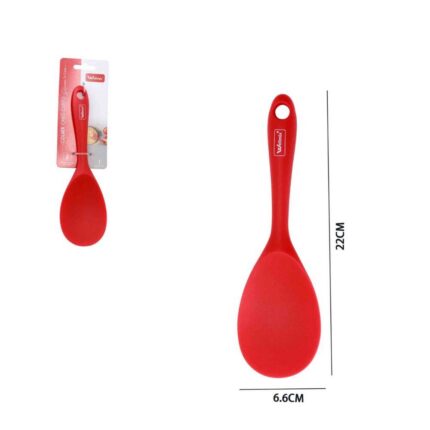 Colher de Cabo Curto em Silicone Vermelha Resistente Alta Temperatura Cozinha